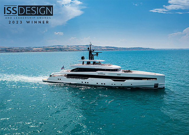 O superiate CRN M/Y CIAO conquista o ISS Design and Leadership Award 2023.<br />
 