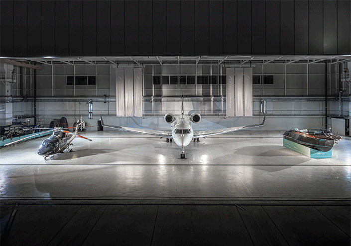 Exquisite cabin design from the air to the water: Flexjet & Ferretti Group unveil the Riva Volare private jet & helicopter interior.