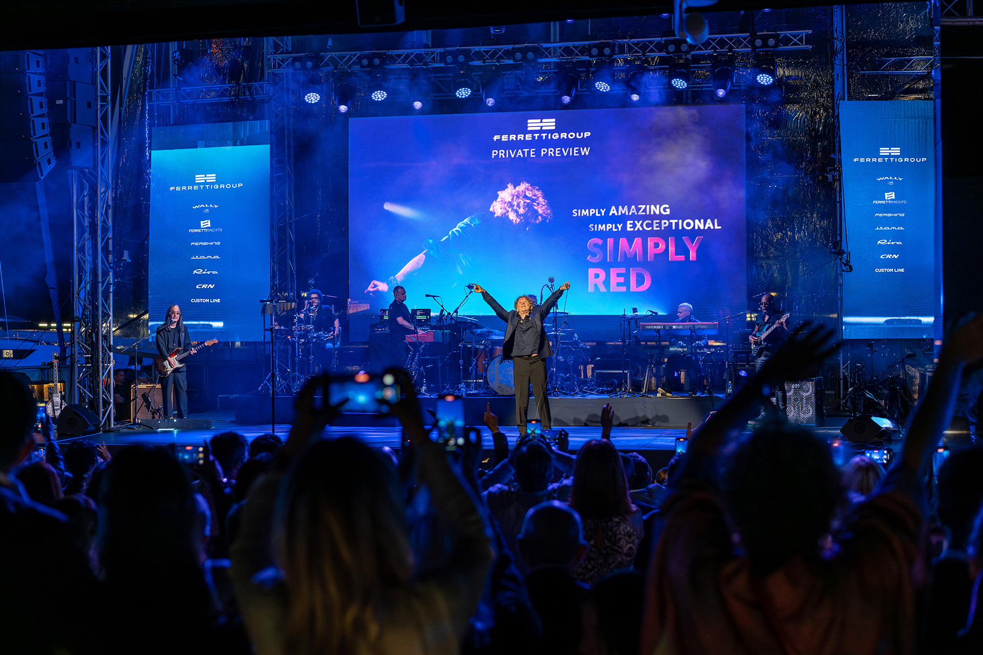 The Ferretti Group ‘Private Preview’ at the Yacht Club de Monaco features a live performance by Simply Red, in a foretaste of the world tour celebrating the band's 40th anniversary.