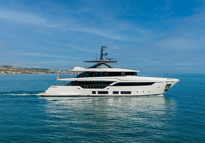Custom Line Navetta 35 given her world premiere at the Cannes Yachting Festival: Custom Line showcases the yard’s new made-to-measure masterpiece.