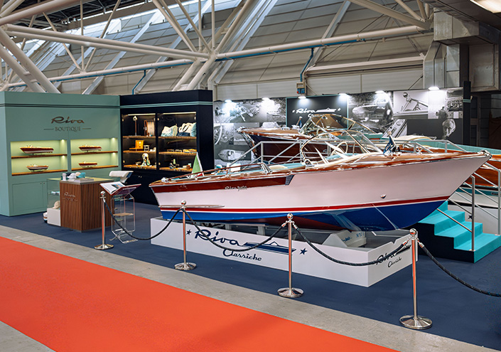 Riva Classiche is main partner of Time On Show, with a Riva Lounge, a Riva Boutique and two iconic boats.